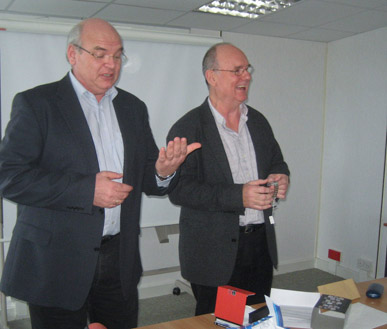 Tomas Huelswitt (r) and BArry Dolan on Barrys retirement 2010